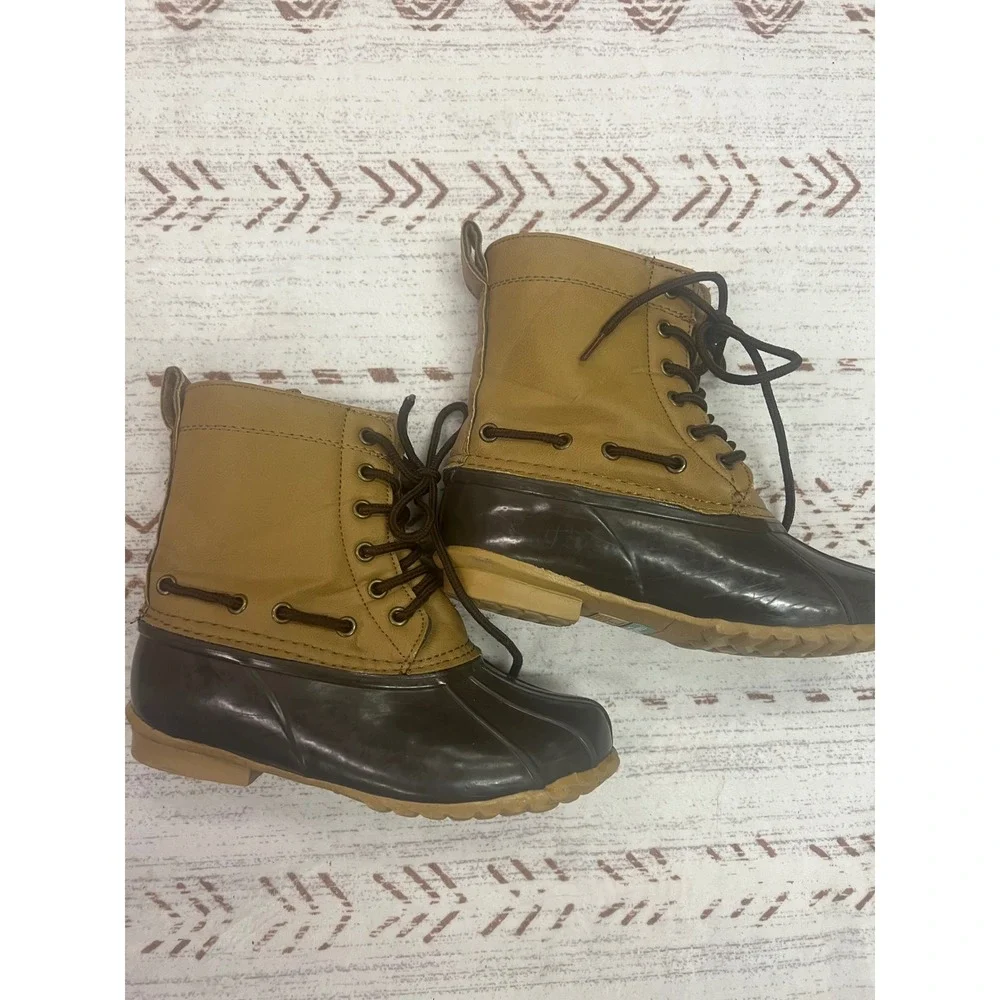 Capelli New York Kids Brown‎ Duck Boots Size 3 Big Kids Lace Up Rain Shoes